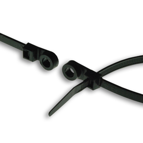 Black 7" Cable Tie w/ Mounting Hole (Bag of 100)